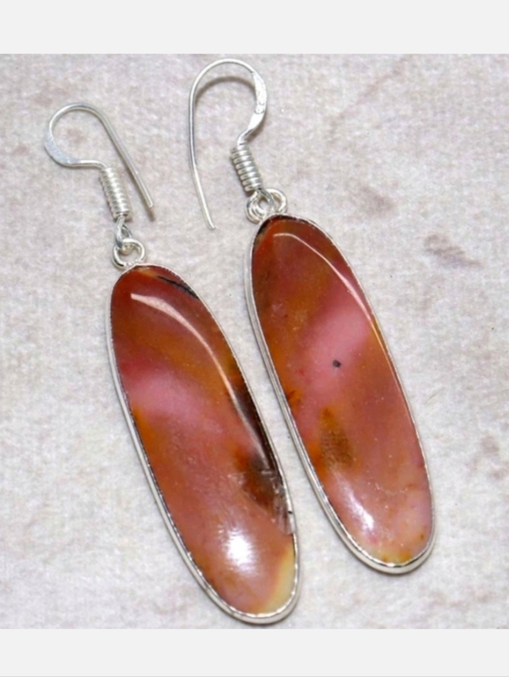 Australian Mookaite Jasper Gemstone 925 Sterling Silver Handmade Dangle Earrings